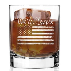 lucky shot - we the people american flag whiskey glass | united states constitution | america usa patriotic wine glass gift | patriot glass (11 oz)