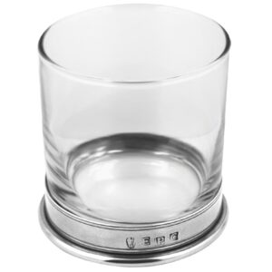 english pewter company 11oz old fashioned whisky rocks glass with elegant pewter base [vg005]
