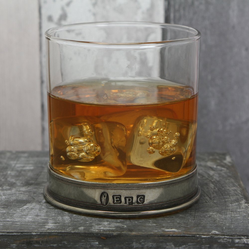 English Pewter Company 11oz Old Fashioned Whisky Rocks Glass With Elegant Pewter Base [VG005]