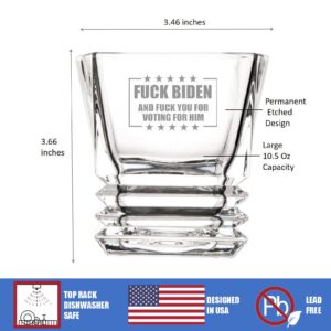 Osci-Fly Anti Biden FK Biden Handmake Ethed Heavy Base Whiskey Crystal Glasses - F You for Voting for Him