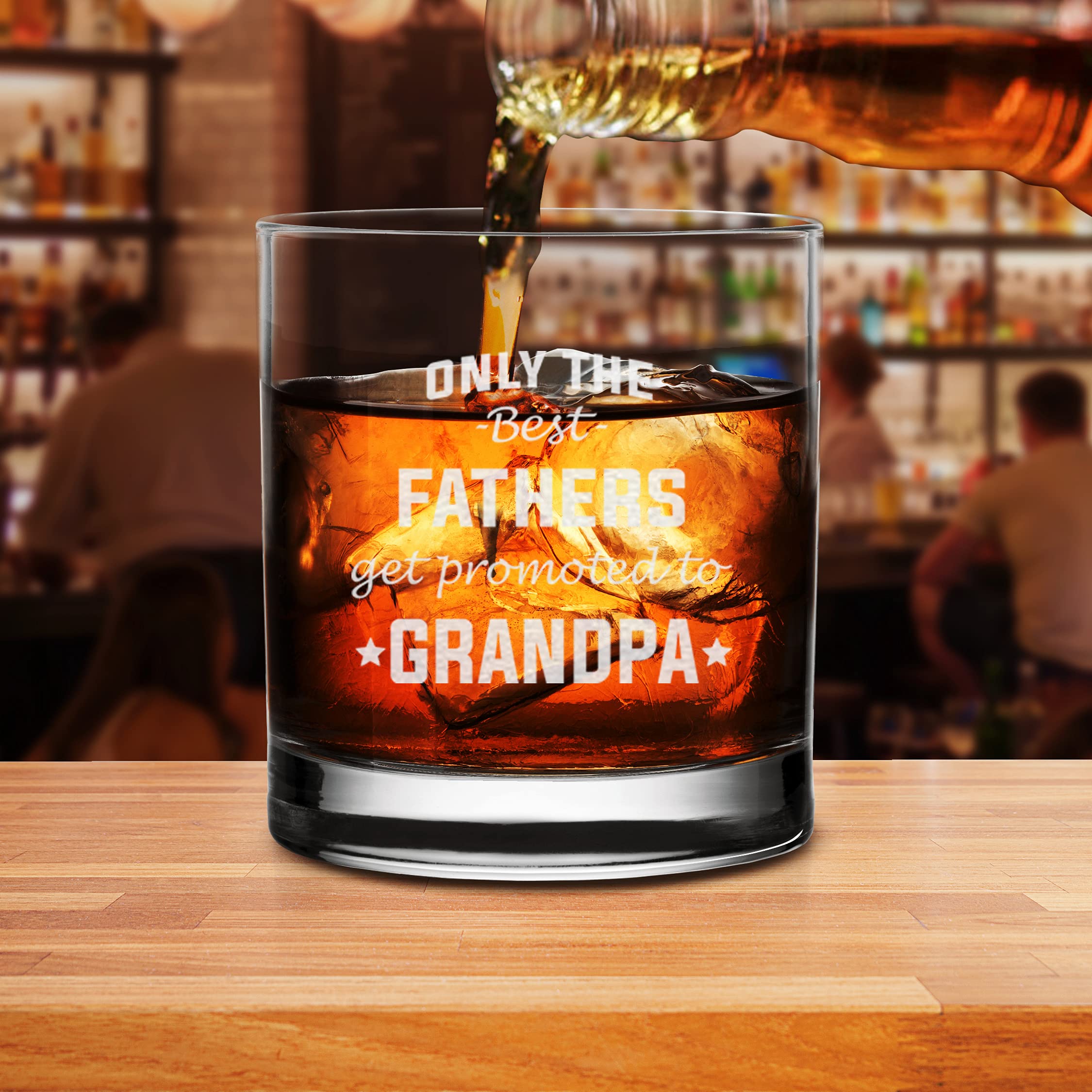 Only The Best Fathers get Promoted to Grandpa Pregnancy Announcement Whiskey Glass (Grandpa)