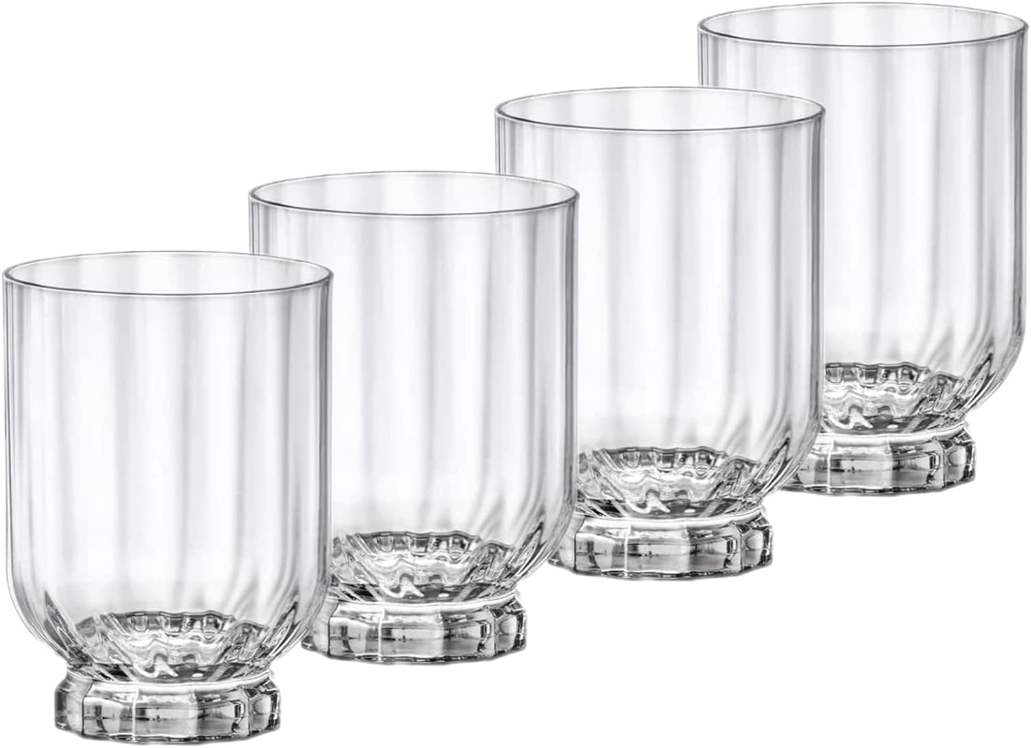 Bormioli Rocco Florian 12.6 oz. Double Old Fashioned DOF Glasses, Clear, Set of 4