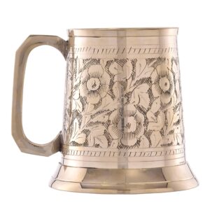 replicartz german beer mug stein hand engraved brass antique large beer stein mug men tankard wedding pirates medieval gift renaissance moscow mule - capacity 500ml 16oz