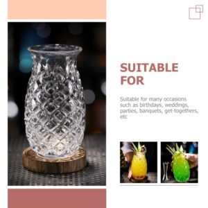 Angoily Tiki Pineapple Glasses Cocktail Glasses Whiskey Glass Tumbler Mug Cup for Barware Kitchen Drinking Water Beer 480ml