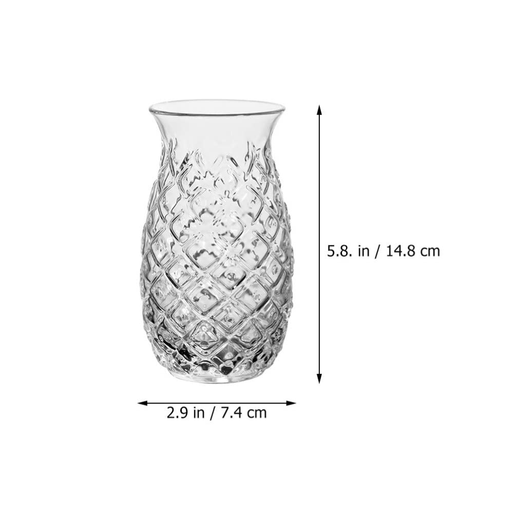 Angoily Tiki Pineapple Glasses Cocktail Glasses Whiskey Glass Tumbler Mug Cup for Barware Kitchen Drinking Water Beer 480ml