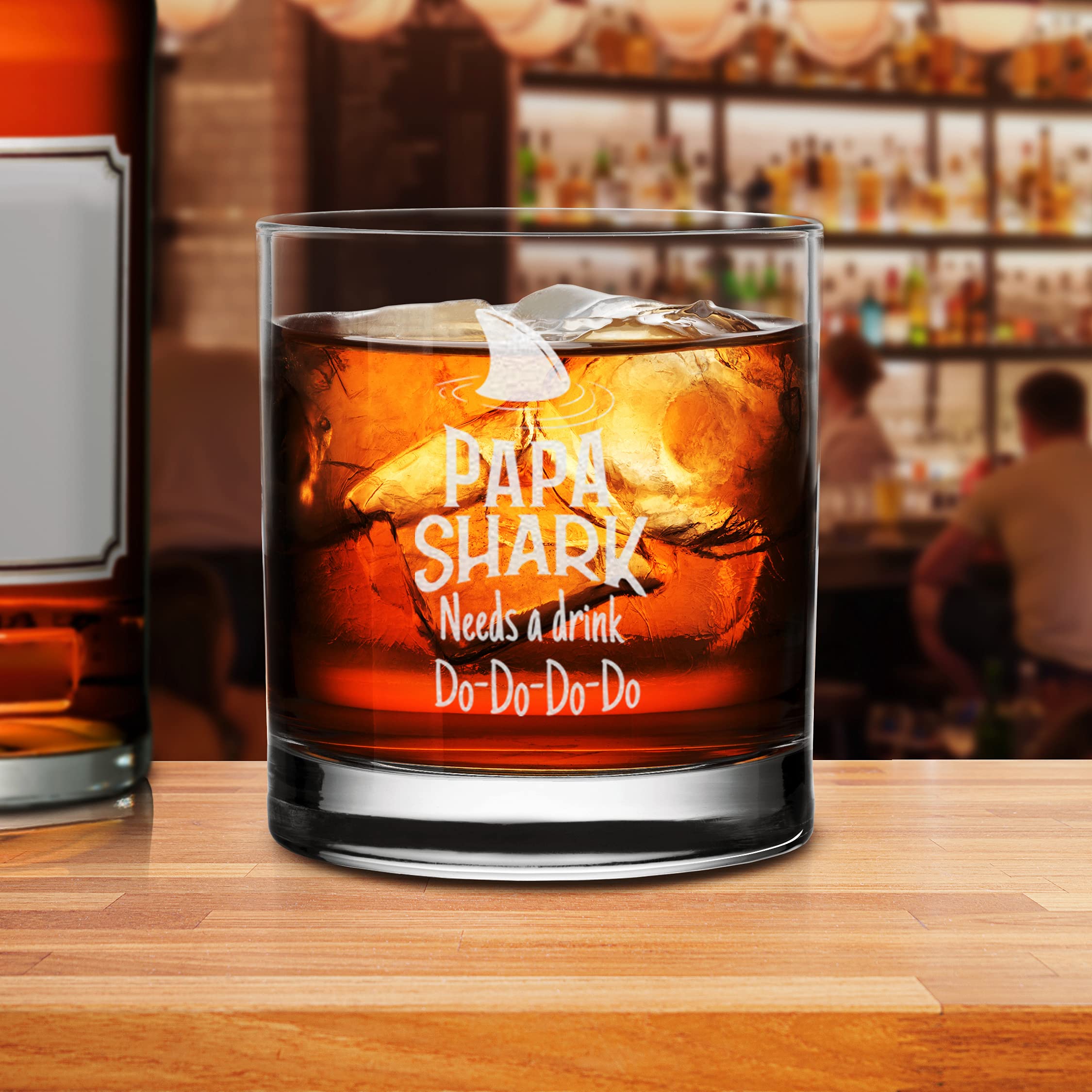 Papa Shark Needs A Drink Do Do Do Do Whiskey Glass - Gift for New Dad