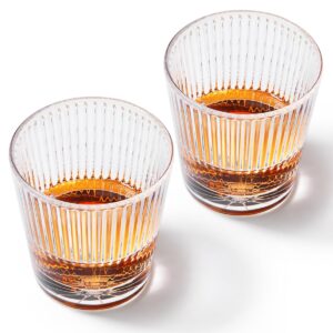 anbff whiskey glasses set of 2, 10oz drinking glass cups, heavy bottom rocks glasses, crystal old fashioned glass with gift box - barware for bourbon, scotch, cocktail for men women
