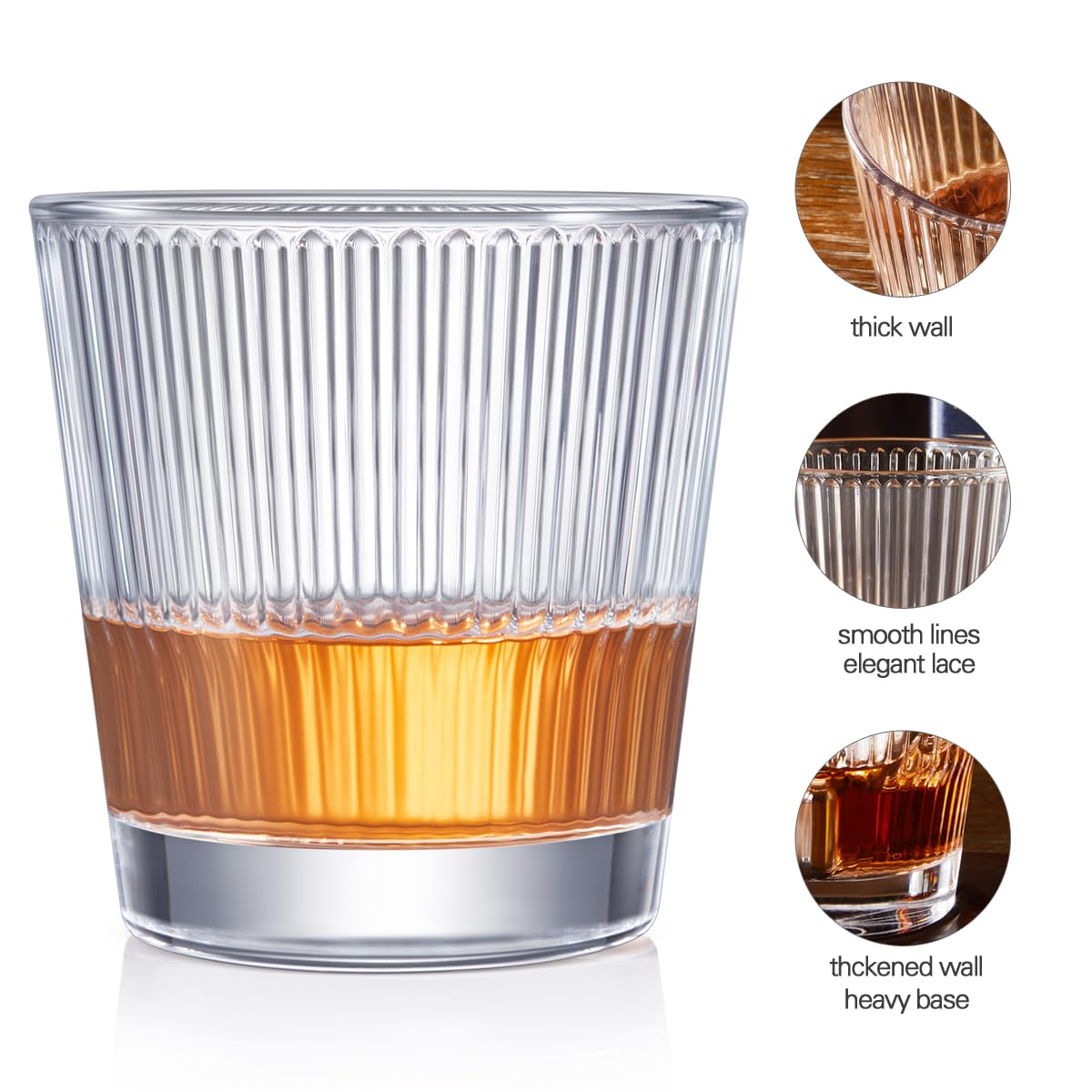 ANBFF Whiskey Glasses Set of 2, 10oz Drinking Glass Cups, Heavy Bottom Rocks Glasses, Crystal Old Fashioned Glass with Gift Box - Barware for Bourbon, Scotch, Cocktail for Men Women