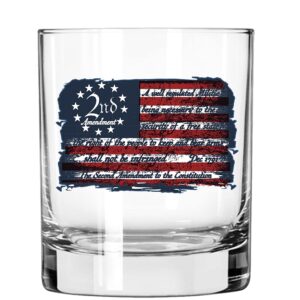 lucky shot - 2nd amendment to the constitution with usa flag whiskey glass | second amendment gifts for him whiskey glass | old fashioned independence day gift glasses (11 oz)