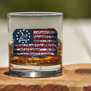 Lucky Shot - 2ND Amendment to The Constitution with USA Flag Whiskey Glass | Second Amendment Gifts For Him Whiskey Glass | Old Fashioned Independence Day Gift Glasses (11 oz)