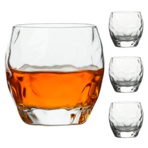 ini tech set of 4 unique whiskey glasses 12 oz scotch glasses bourbon glasses for cocktails rock style old fashioned drinking glasses gifts for men (clear, 4)