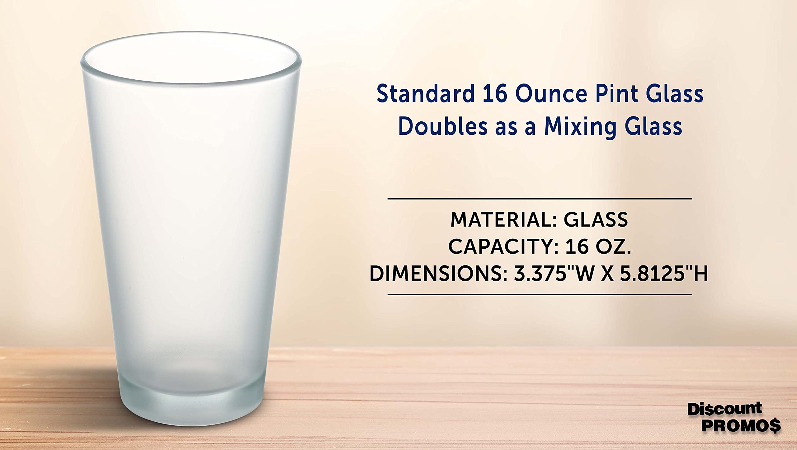 DISCOUNT PROMOS 10 Frosted Pint Glasses Set, 16 oz. - Barware, Mixing Glass, Durable - Frosted