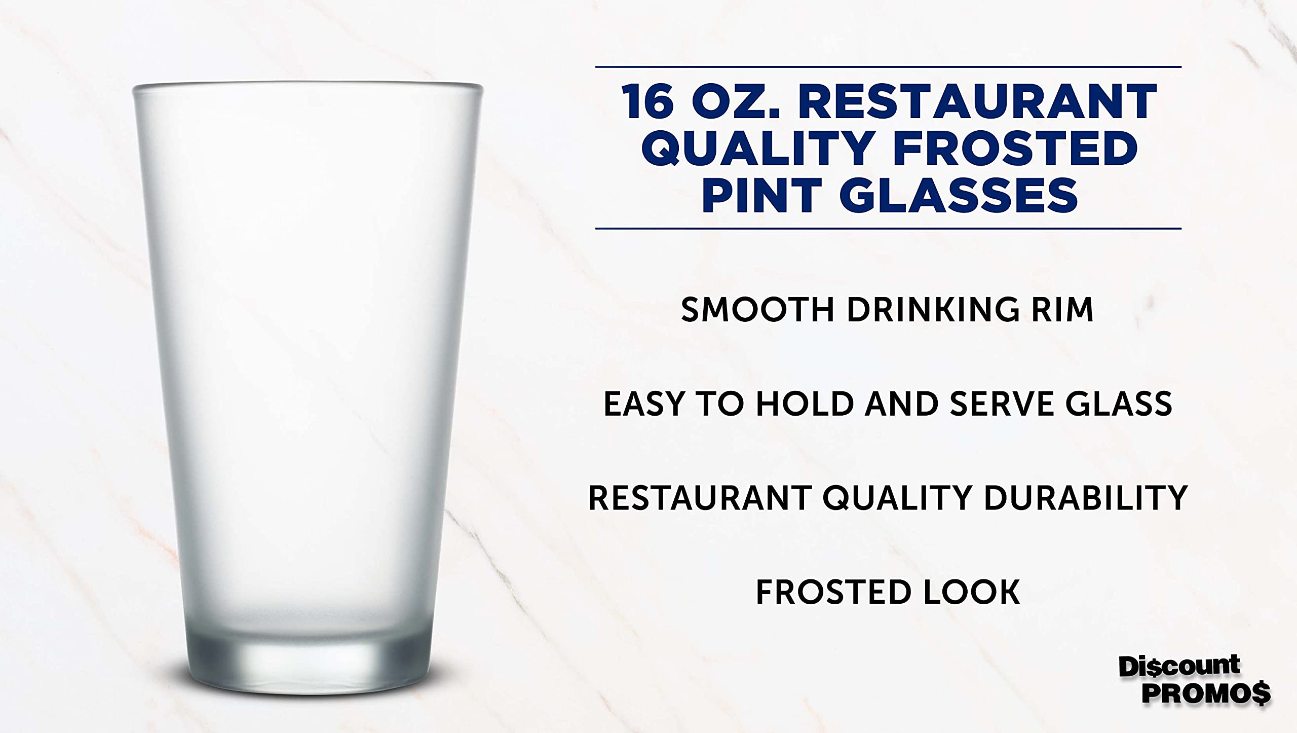 DISCOUNT PROMOS 10 Frosted Pint Glasses Set, 16 oz. - Barware, Mixing Glass, Durable - Frosted