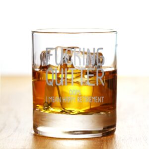 Promotion & Beyond Quitter Oops I Mean Happy Retirement Birthday Funny Gift For Friend Dad Uncle Grandpa From Daughter Son Wife - Father's Day Christmas Anniversary Party Favor Whiskey Glass