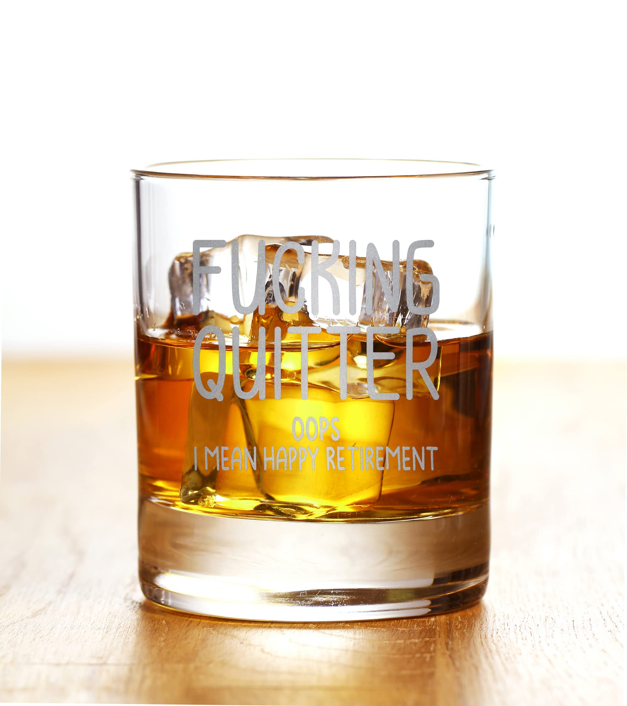 Promotion & Beyond Quitter Oops I Mean Happy Retirement Birthday Funny Gift For Friend Dad Uncle Grandpa From Daughter Son Wife - Father's Day Christmas Anniversary Party Favor Whiskey Glass