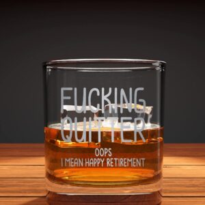 Promotion & Beyond Quitter Oops I Mean Happy Retirement Birthday Funny Gift For Friend Dad Uncle Grandpa From Daughter Son Wife - Father's Day Christmas Anniversary Party Favor Whiskey Glass