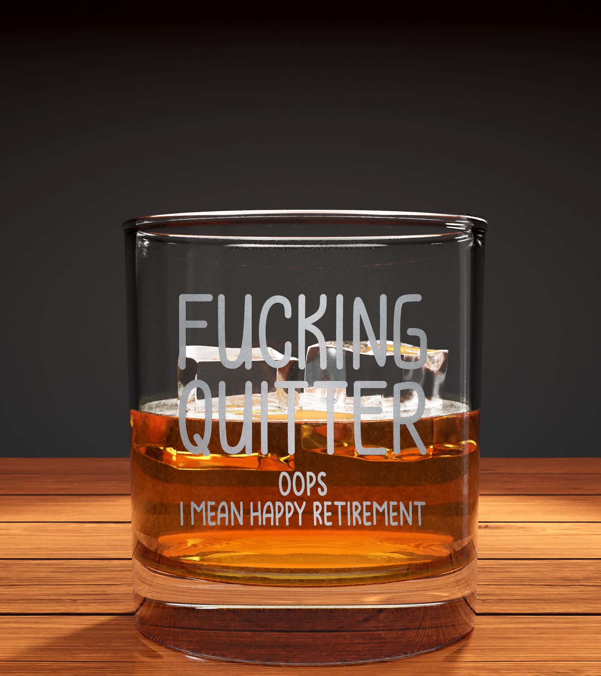 Promotion & Beyond Quitter Oops I Mean Happy Retirement Birthday Funny Gift For Friend Dad Uncle Grandpa From Daughter Son Wife - Father's Day Christmas Anniversary Party Favor Whiskey Glass