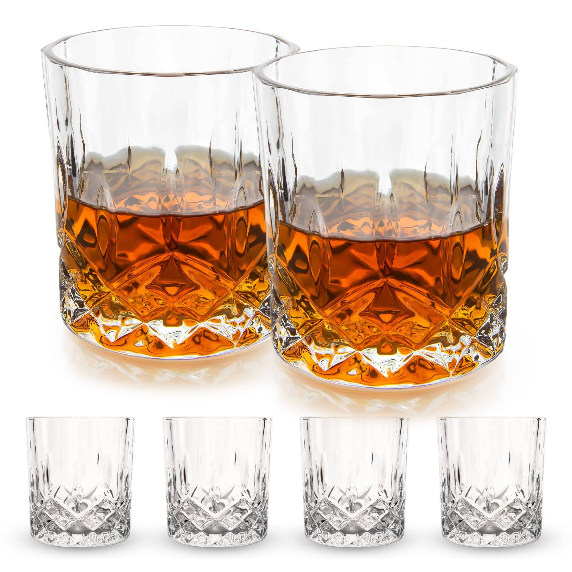 starstree Old Fashioned Whiskey Glasses Set of 6, 11oz Crystal Tumbler Glass, Scotch Glass, Bourbon Rock Glasses for Liquor Vodka Cocktail Rum Cognac, Father's Day Gift