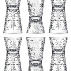 Glass - Reversible Shot Glass - Jigger Tumbler - Designed Tumblers - Use for Liquor - Vodka - Cocktail - Set of 6 Glasses - One side is 1 oz, Other Side is 2 oz. - Made in Europe - By Barski