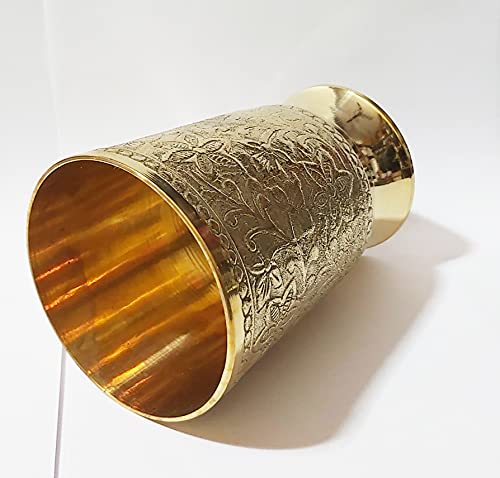 PARIJAT HANDICRAFT brass mint embossed julep cup capacity 12 ounce