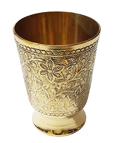 PARIJAT HANDICRAFT brass mint embossed julep cup capacity 12 ounce