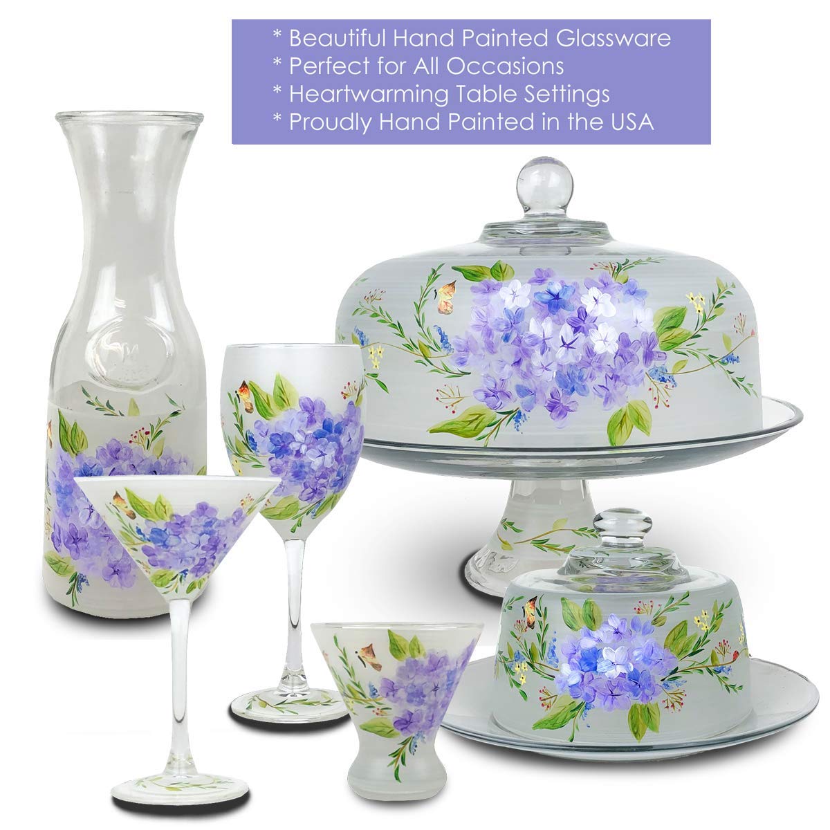 Golden Hill Studio Springtime in Paris Collection Unique Glassware by USA Artists, Set of 2, Spring Table Décor