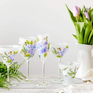 Golden Hill Studio Springtime in Paris Collection Unique Glassware by USA Artists, Set of 2, Spring Table Décor