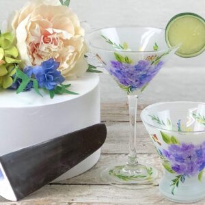 Golden Hill Studio Springtime in Paris Collection Unique Glassware by USA Artists, Set of 2, Spring Table Décor