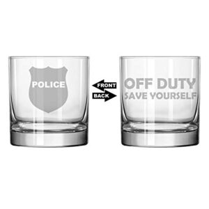 11 oz rocks whiskey highball glass two sided police officer cop off duty save yourself