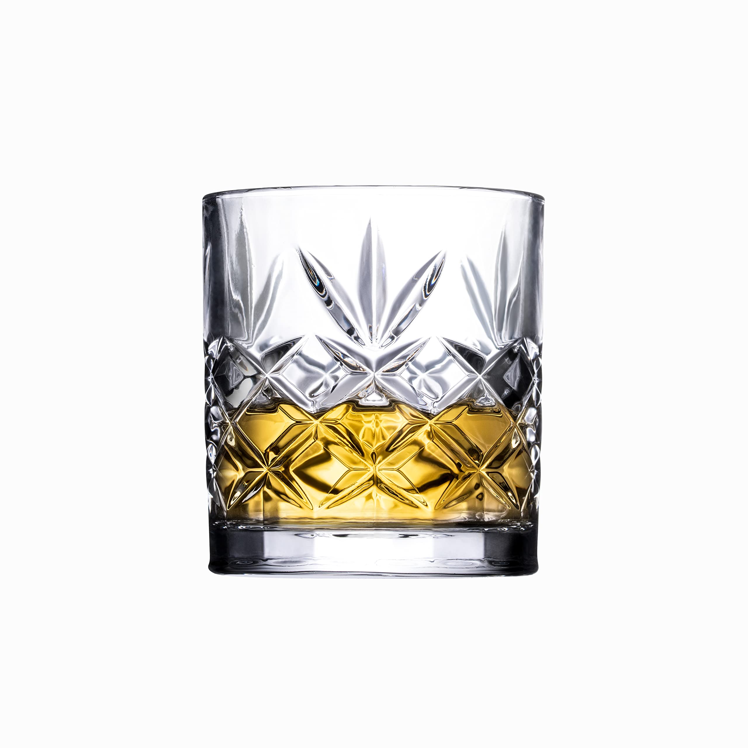 Royalty Art Whiskey Glasses - Set of 4 Premium Crystal Tumblers with The Distinctive Kinsley Design - Perfect for Bourbon, Scotch, Whiskey, and Cocktails - Ideal Gift for Whiskey Enthusiasts 10.6 oz