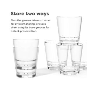 TOSSWARE 14oz Stacking Tall SET OF 4, Premium Quality, Tritan Dishwasher Safe & Heat Resistant Unbreakable Plastic Highball Glasses, Clear