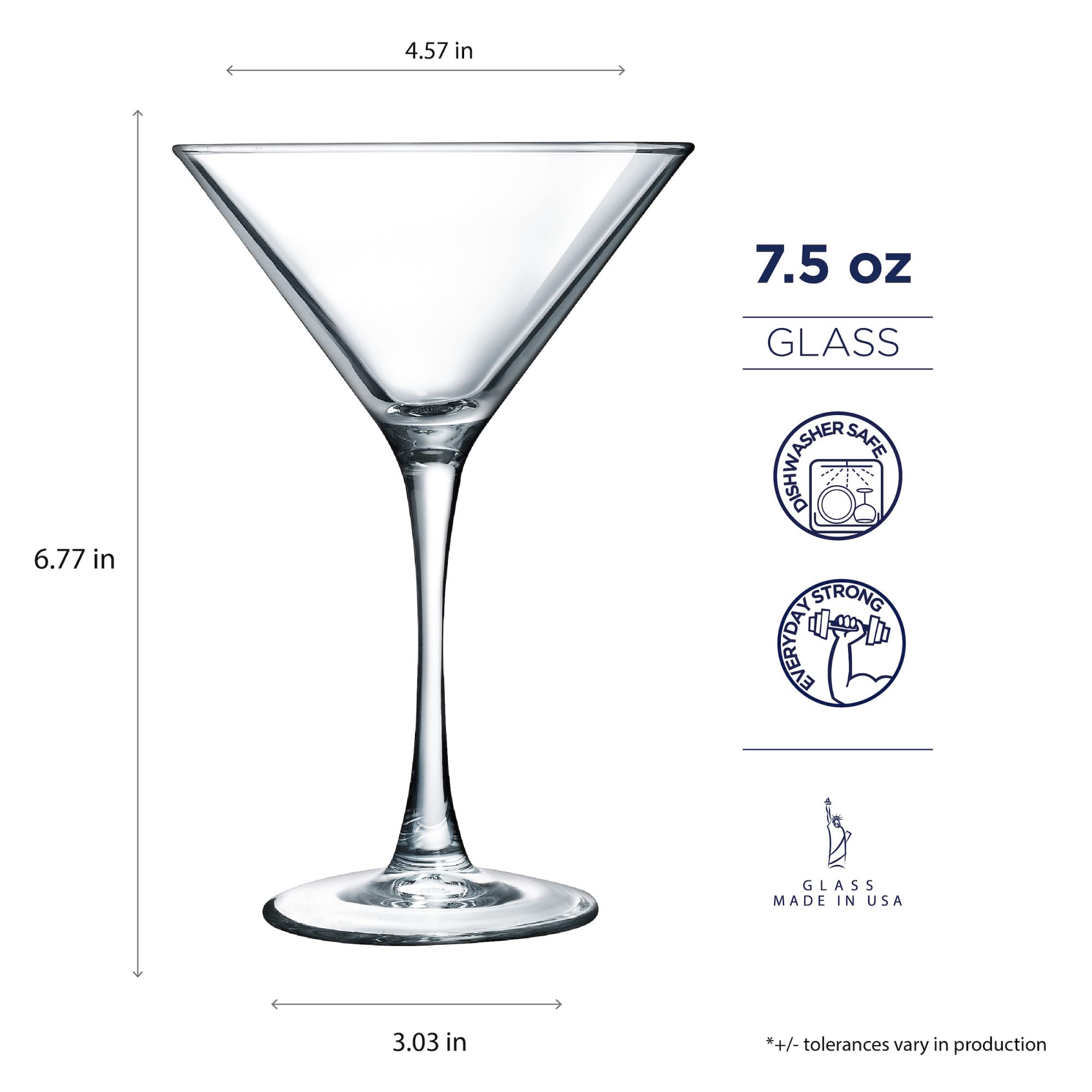 Luminarc ARC International Atlas Martini Glass (Set of 4), 7.5 oz, Clear