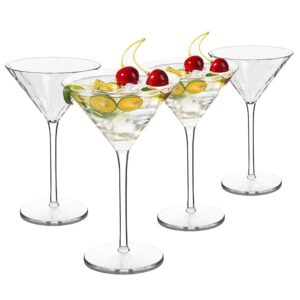 michley elegant cocktail glasses 100% tritan plastic martini glasses 8.7oz, dishwasher safe, suitable for parties, picnics, set of 4