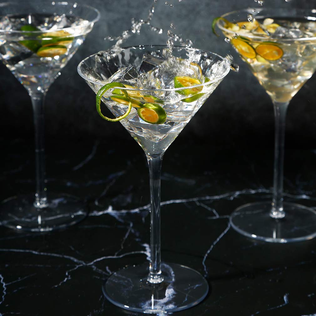 MICHLEY Elegant Cocktail Glasses 100% Tritan Plastic Martini Glasses 8.7oz, Dishwasher Safe, Suitable for Parties, Picnics, Set of 4