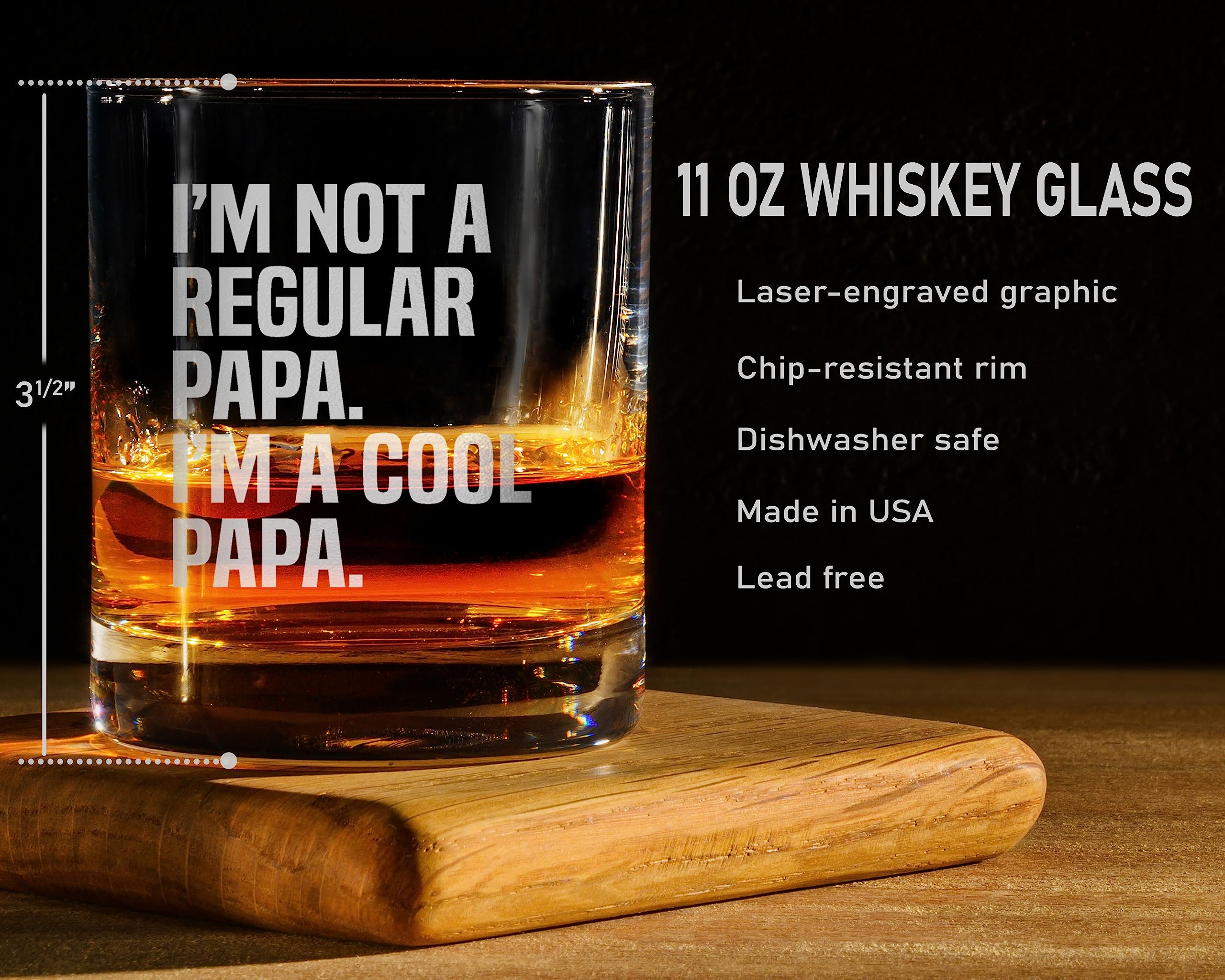 Promotion & Beyond I'M NOT A REGULAR PAPA I'M A COOL PAPA Whiskey Glass - Funny Gift for Dad Uncle Grandpa From Daughter Son Wife - Father's Day