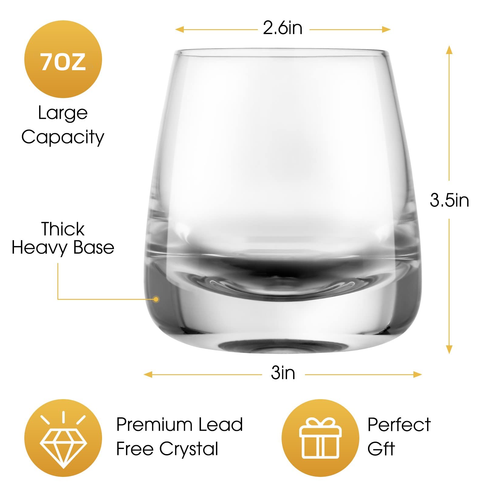 Ohnijalit Crystal Whiskey Glasses Premium Old Fashioned Cocktails Glasses-Thick Weighted Bottom Rocks Glasses Hand Blown Scotch Glasses Set of 2 Perfect for Cocktail, Bourbon, Scotch Manhattans