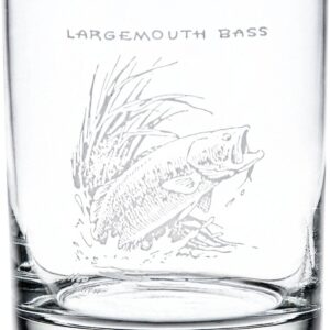 Culver Ned Smith Freshwater Fish 14-Ounce (DOF) Double Old Fashioned Glass Assorted Set of 4