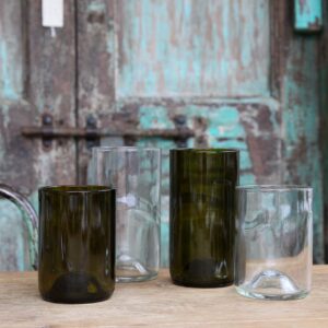 D&V Glass Vintage Collection, Tall Beverage/Cocktail Glass, 16-Ounce, Olive Green, Set of 6