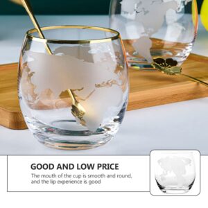 UPKOCH 450ML Clear Glass Water Cup Set 2Pcs World Map Design Whiskey Glasses Crystal Shot Glasses Coffee Mugs Summer Water Tumbler Fiesta and Cinco de Mayo Party Supplies