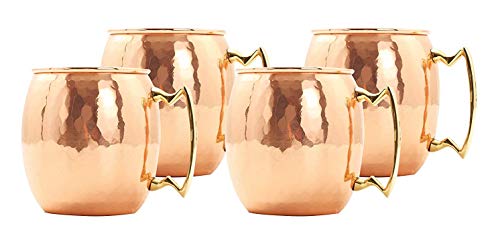 Deco 89 18 Ounce Drinking Mug, Set of 4 Moscow Mule Hammered Copper