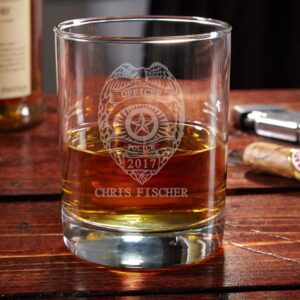 eastham police badge personalized whiskey glass (custom product)