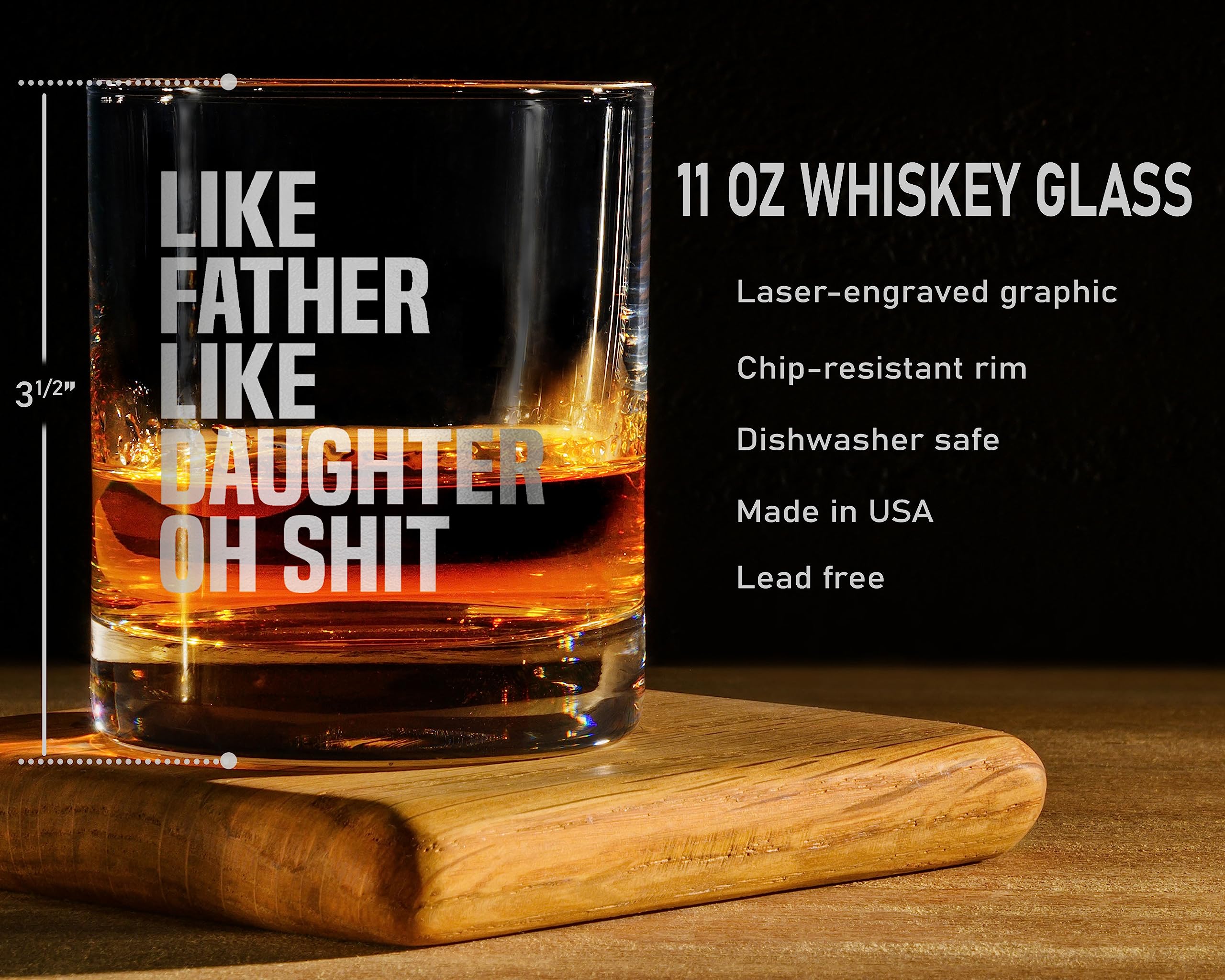 Promotion & Beyond Like Father Like Daughter Whiskey Glass - Funny Gift for Dad Uncle Grandpa From Daughter - Father's Day