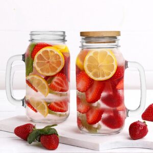 Yirilan 6 Pack 24 Oz Mason Jar Cups,Mason Jars with Handle,Mason Jar Drinking Glasses,Mason Jar with Lid and Straw,Mason Jar Mugs