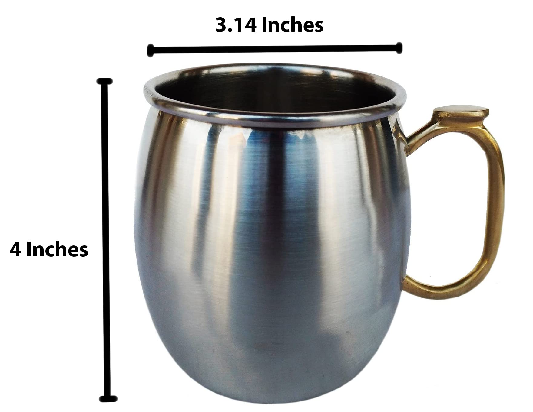 Rastogi Handicrafts Set of-4, Stainless Steel Moscow Mule Mugs Capacity-16 oz,Thumb brass handle Cold Coffee Mug/Beer Mug/Cup, Moscow Mule Mugs For Cold Drink Only