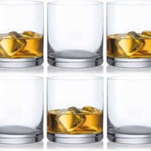 Crystalex 13.5oz (400ml) Whiskey Tumblers DOF Glasses "BLUES". Lead-Free Crystal. Set of 6.