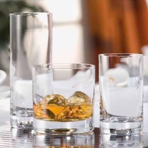 Crystalex 13.5oz (400ml) Whiskey Tumblers DOF Glasses "BLUES". Lead-Free Crystal. Set of 6.