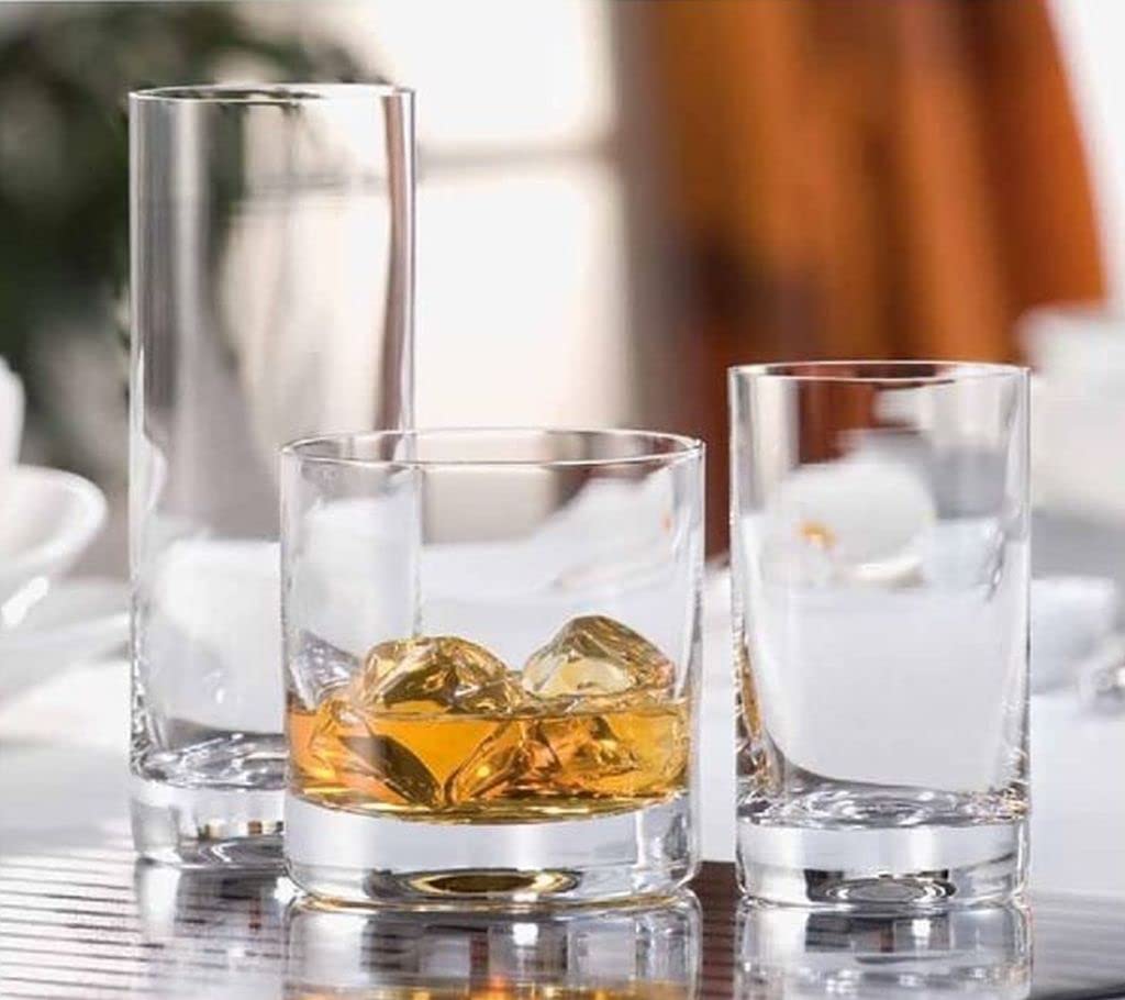 Crystalex 13.5oz (400ml) Whiskey Tumblers DOF Glasses "BLUES". Lead-Free Crystal. Set of 6.