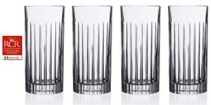 rcr cristalleria italiana crystal glass drinkware set (highball cocktail tumbler (15 oz) - 4 piece)