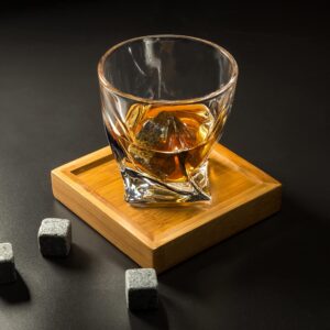 Whiskey Stones Gift set for Men, Bourbon Glasses Set of 2 With 6 Whiskey Bullets in Luxury Box. Unique Gifts for Dad Boyfriend Brother Husband for Birthday Anniversary