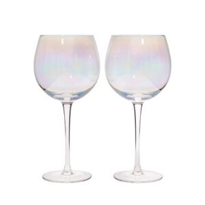 barcraft balloon gin glasses, rainbow-pearl iridescent, 500 ml, set of 2, gift boxed, 2 set